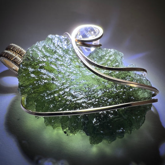 Gold Moldavite pendant
