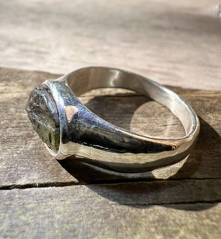 Moldavite Silver Ring