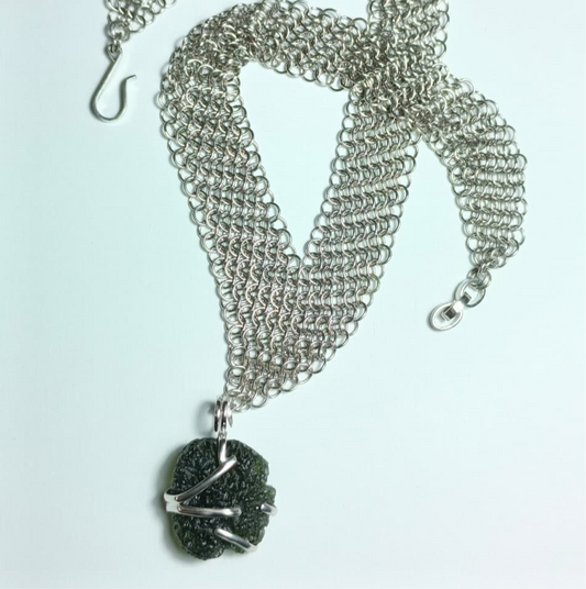 Moldavite pendant necklace