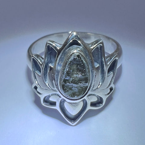 NG1026R12 Moldavite sterling silver ring