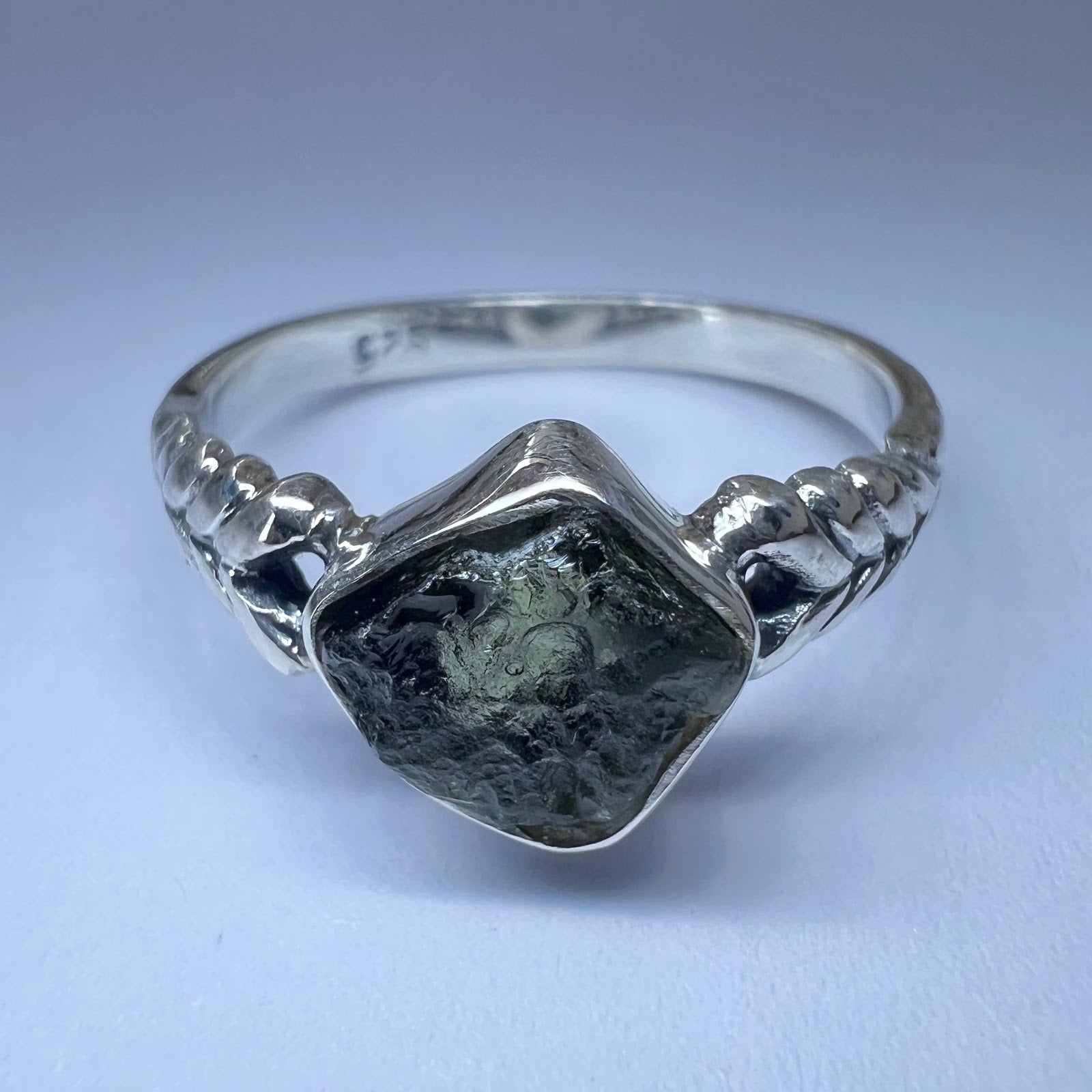 NG1026R14 Moldavite sterling silver ring