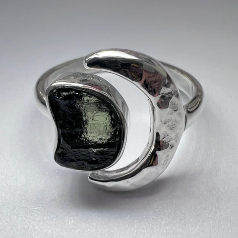 NG1026R15 Moldavite sterling silver ring