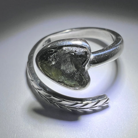 NG1026R4 Moldavite solid sterling silver ring