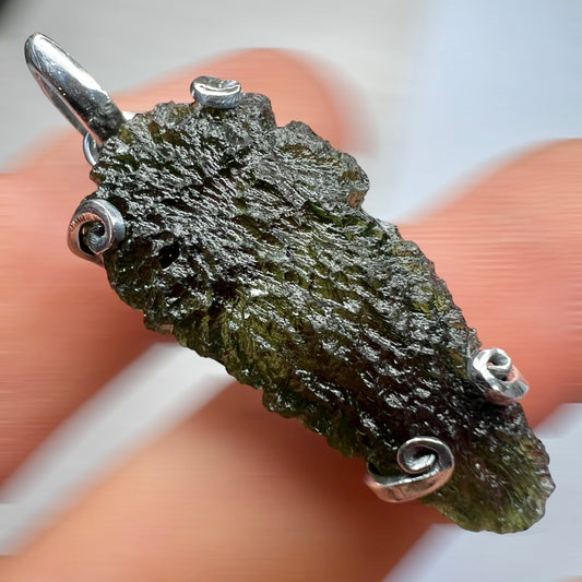 Moldavite drop silver pendant 4.07g