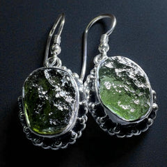 Moldavite Silver Earrings