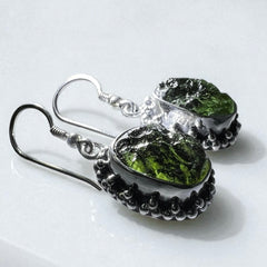 Moldavite Silver Earrings