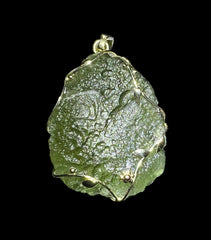 Moldavite 14ct gold pendant - 6.05g