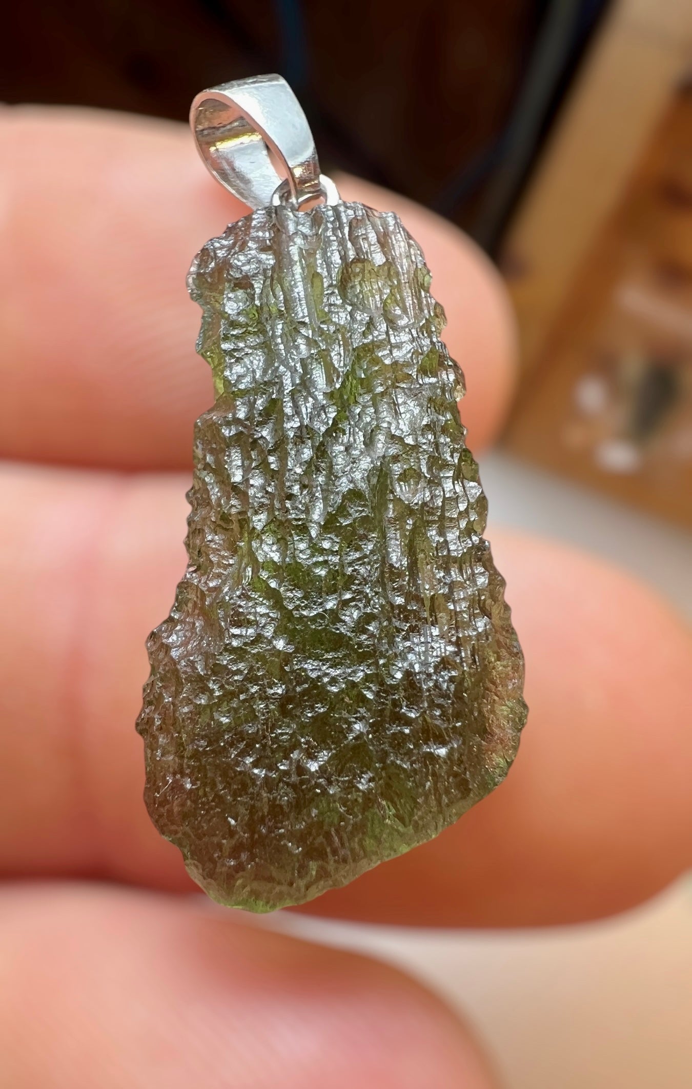 3.1g Moldavite/Silver pendant