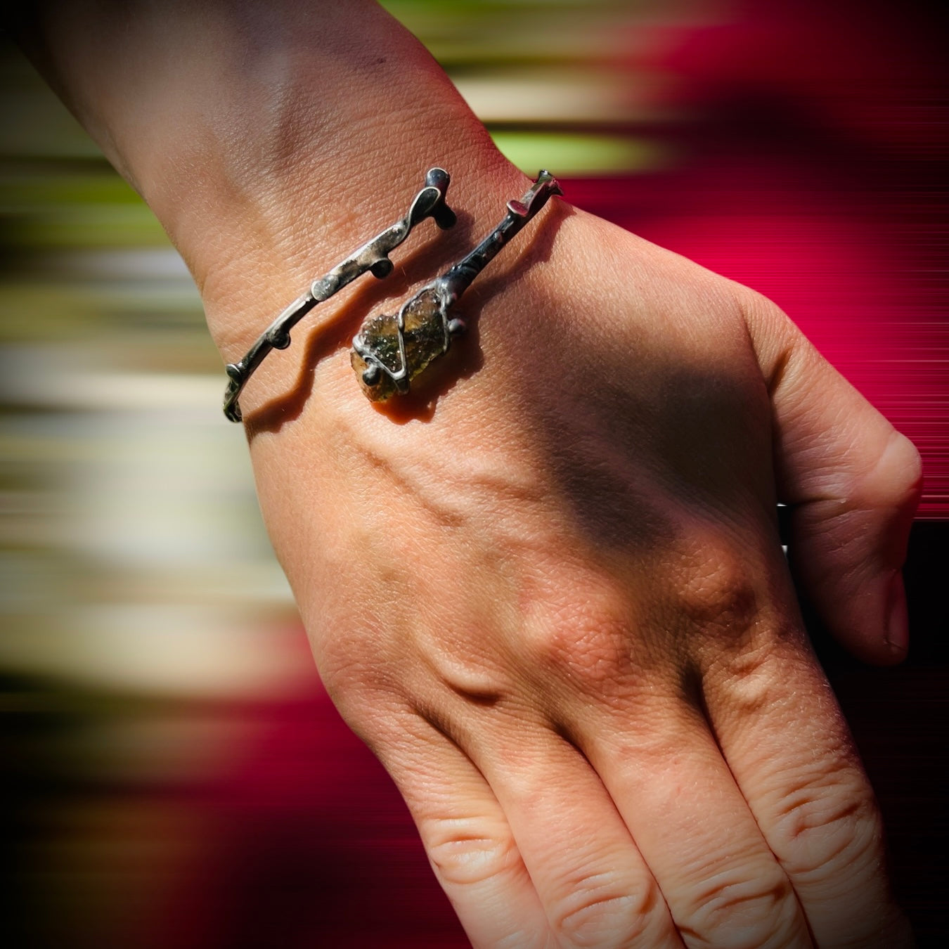 Adjustable Moldavite Bracelet