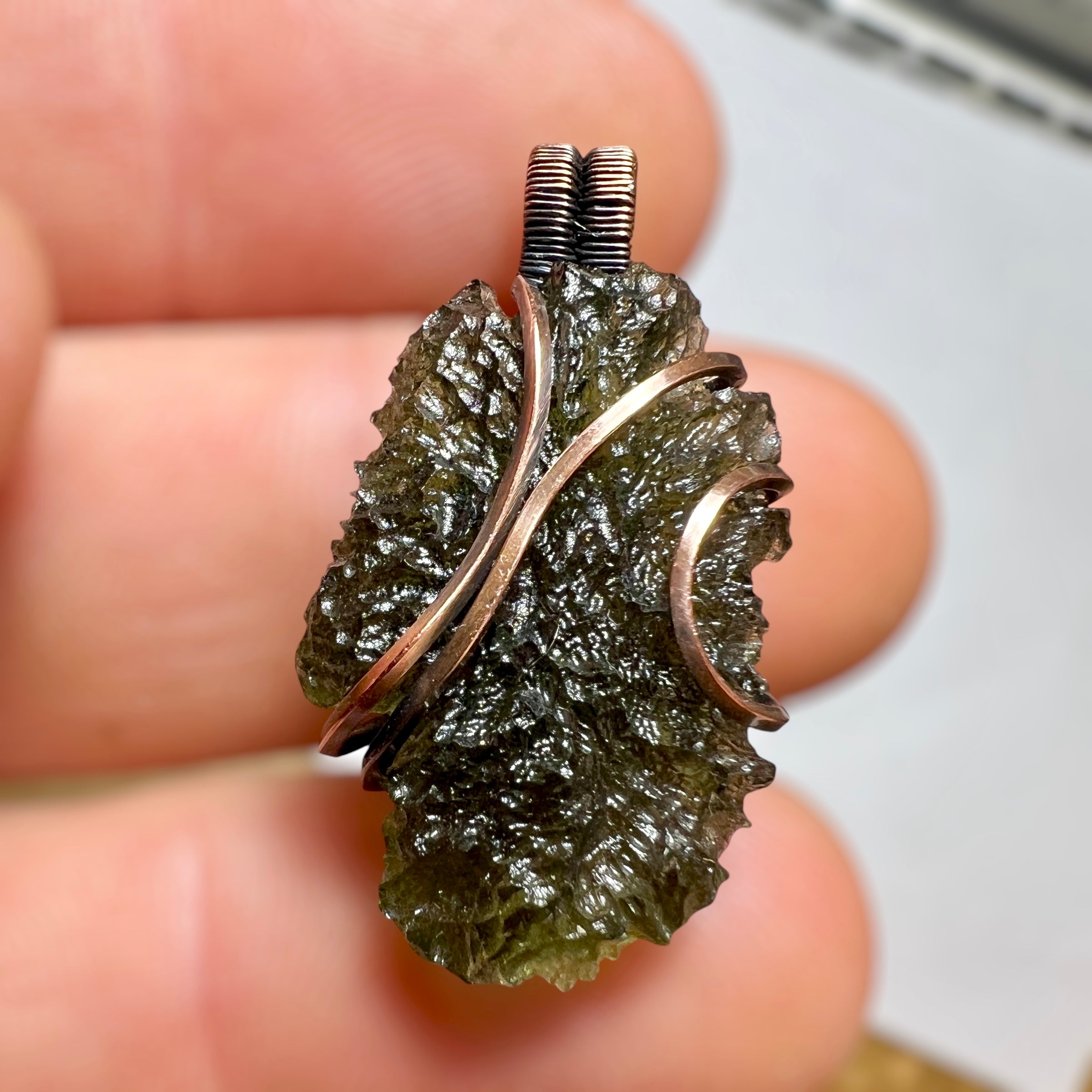 3.66g Moldavite/Copper pendant.