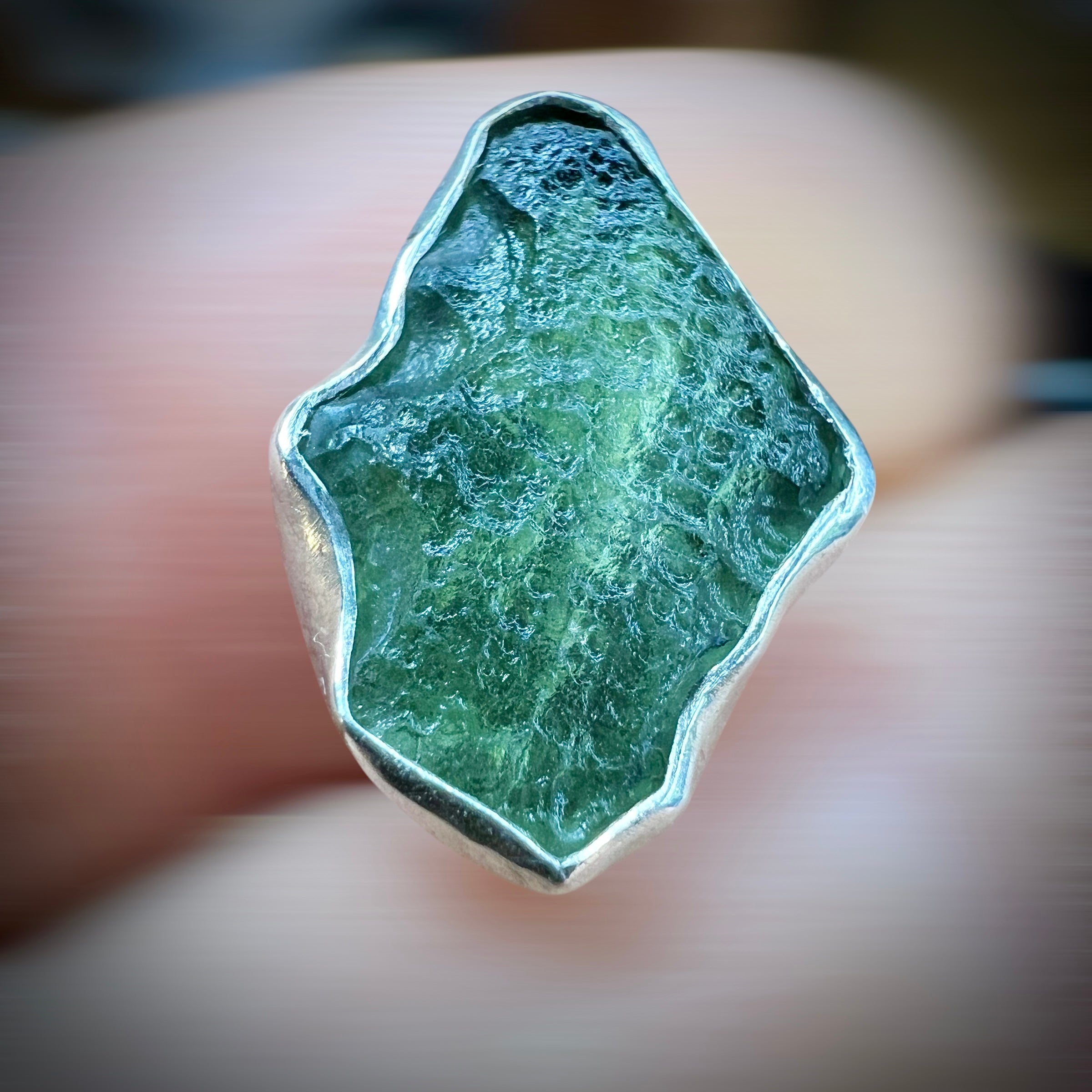 Moldavite/Silver pin