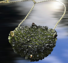16.8g Moldavite Necklace in Solid 14K Gold