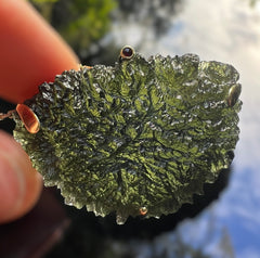 16.8g Moldavite Necklace in Solid 14K Gold