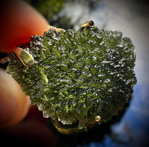 16.8g Moldavite Necklace in Solid 14K Gold