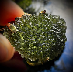 16.8g Moldavite Necklace in Solid 14K Gold