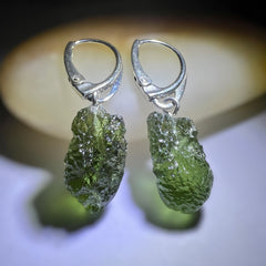 Moldavite silver Earrings, 3.67g.