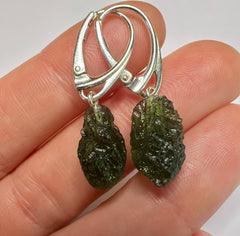 Moldavite silver Earrings, 3.67g.