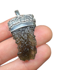 3.15g Moldavite silver pendant.