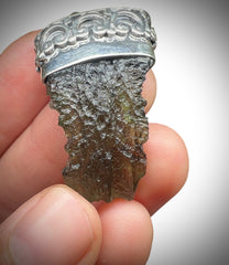 3.15g Moldavite silver pendant.