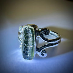 Moldavite silver ring, size 7 - P.