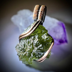3.43g Moldavite pendant, Copper wrap