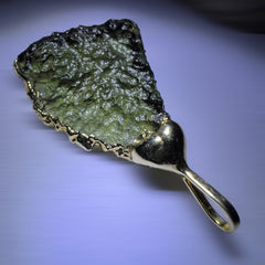 Moldavite Pendant – 2.05g Electroformed, Gold Plated.