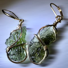 Beautiful Moldavite Earrings 14k Gold Fill