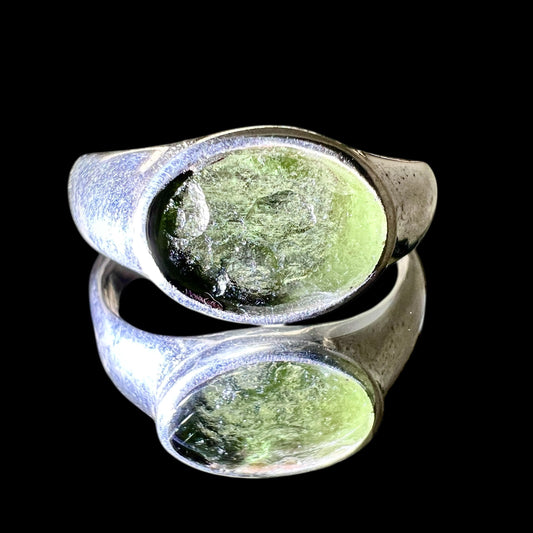 Moldavite Silver Ring (Size 11)