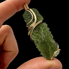 12.51g Moldavite Angel Chime - Gold Pendant