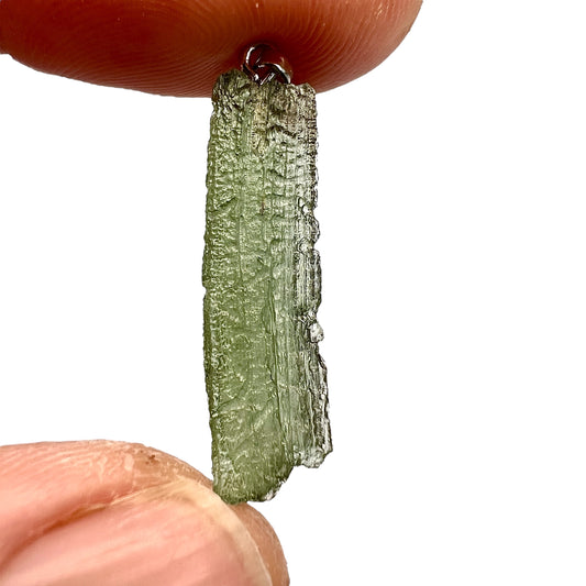 0.88g Moldavite Rhodium-Plated Silver Pendant