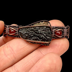 2.73g Moldavite & Copper Bracelet with Red Carnelian Stones