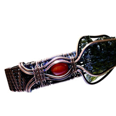 2.73g Moldavite & Copper Bracelet with Red Carnelian Stones
