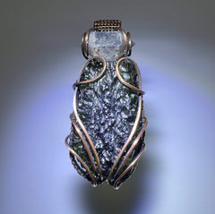 14.7g Chlum Moldavite & Copper Pendant with Herkimer Diamond