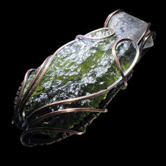 14.7g Chlum Moldavite & Copper Pendant with Herkimer Diamond