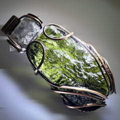 14.7g Chlum Moldavite & Copper Pendant with Herkimer Diamond
