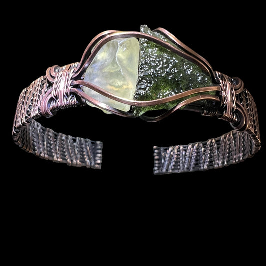 Moldavite/Copper Bracelet with Libyan Desert Glass