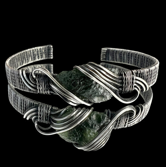 Moldavite/Silver Bracelet