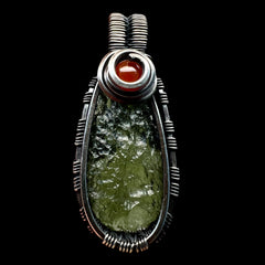 Moldavite & Antiqued Silver Pendant
