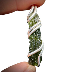 3.38g Moldavite Silver Wrapped Pendant