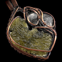 5.45g Double Herkimer, Moldavite Copper Pendant