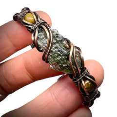 1.2g Moldavite & Tigers Eye Copper Bracelet