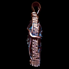 Unique 11.47g Moldavite & Copper Pendant with Moonstone and Smoky Quartz Accents Stones