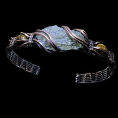 1.2g Moldavite & Tigers Eye Copper Bracelet