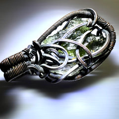 1.52g Moldavite & Herkimer Diamond Copper Pendant