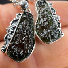Moldavite Silver Earrings – 7.57g