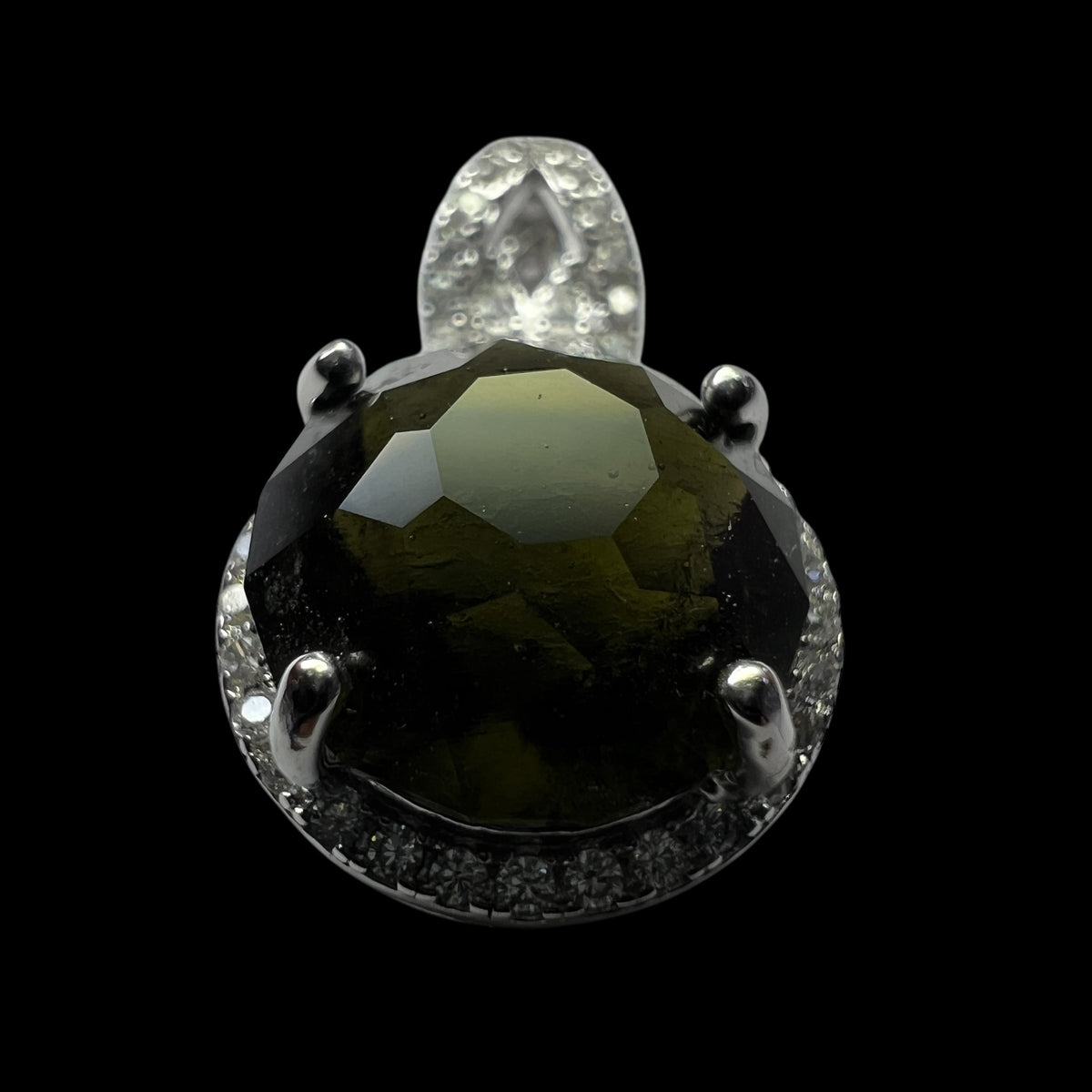 Faceted Moldavite pendant with Zircon 3.28ct