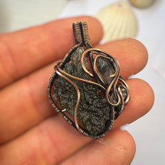 3.03g Double Herkimer and Copper Moldavite Pendant