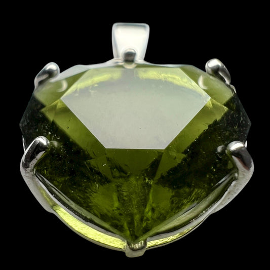 Exquisite Faceted Moldavite Pendant - Heart Cut