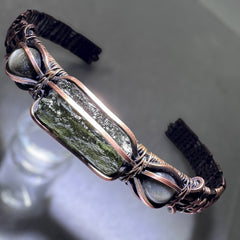 1.1g Moldavite & Blue Tigers Eye Copper Bracelet