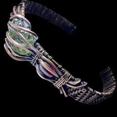 1.3g Moldavite and Copper Bracelet with Tigers Eye Accent Stones
